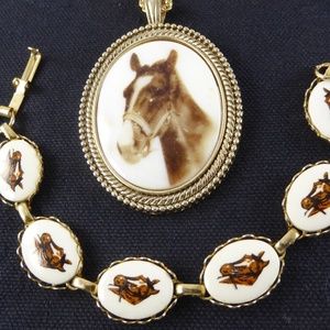 Vintage Horse Necklace and Matching Bracelet